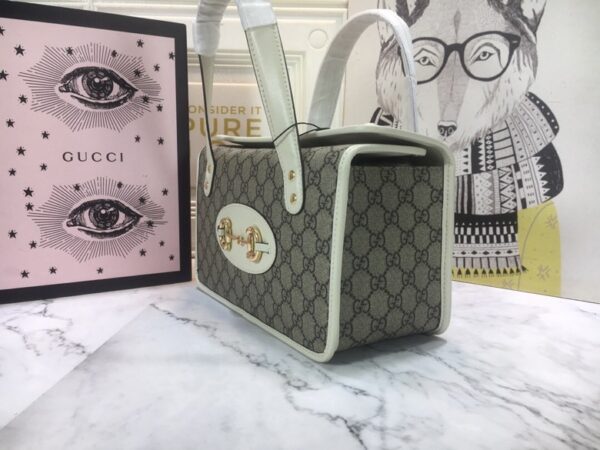 GUCCI HORSEBIT 1955 MINI TOP HANDLE BAG 27.5CM BEIGE AND WHITE 645453 92TCG 8563 - Image 8