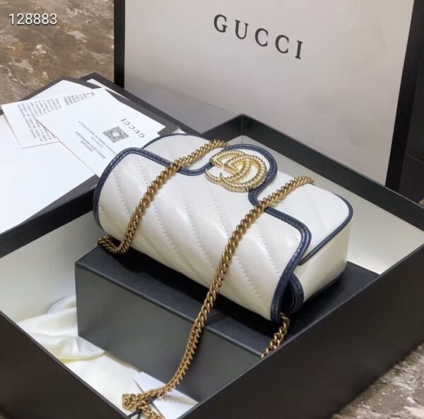 GUCCI MARMONT SUPER MINI BAG IN WHITE AND DARK BLUE 16CM - Image 8