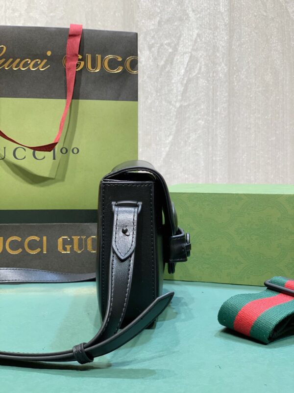 GUCCI HORSEBIT 1955 SMALL SHOULDER BAG BLACK LEATHER 20.5CM 726226 AABE1 1060 - Image 8