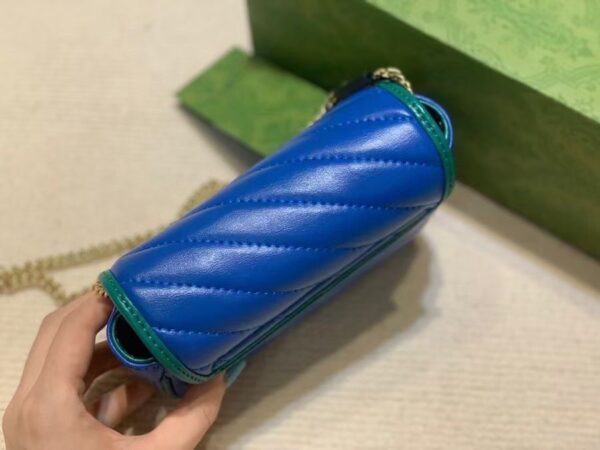GUCCI MARMONT SUPER MINI BAG IN  BLUE AND GREEN 16CM 574969 1X5EG 8382 - Image 8