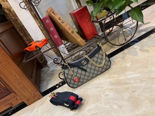 GUCCI OPHIDIA SMALL 24CM BEIGE AND BLUE GG SUPREME CANVAS 735132 FABLE 8881 - Image 8