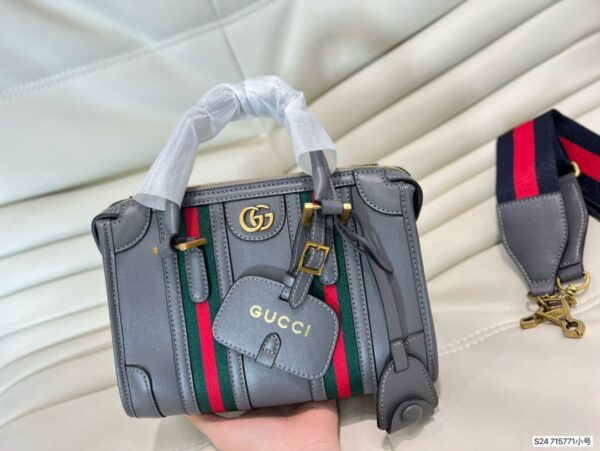 GUCCI DOUBLE G TOP HANDLE BAG 22CM GREY 715772 AAA0O 1143 - Image 8