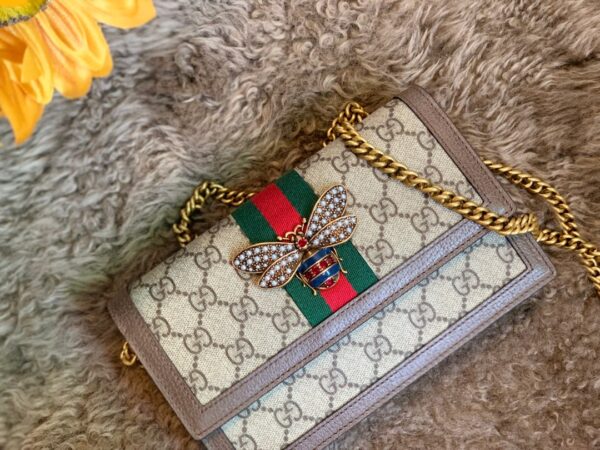 GUCCI LADIES MULTICOLOR QUEEN MARGARET LEATHER MINI SHOULDER BAG BROWN 20CM 476079 9I6QT 8540 - Image 8