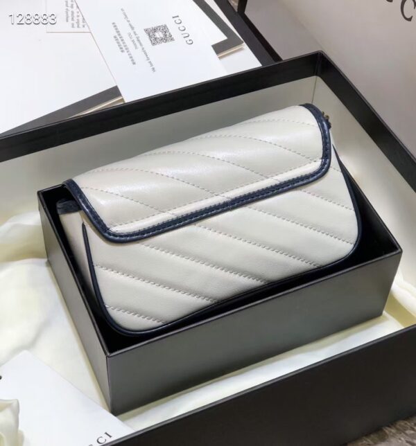 GUCCI MARMONT SUPER MINI BAG IN WHITE AND DARK BLUE 16CM - Image 9