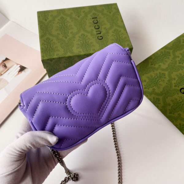 GUCCI WOMENS NATURAL GG MARMONT LEATHER BAG PURPLE 16.5CM - Image 9