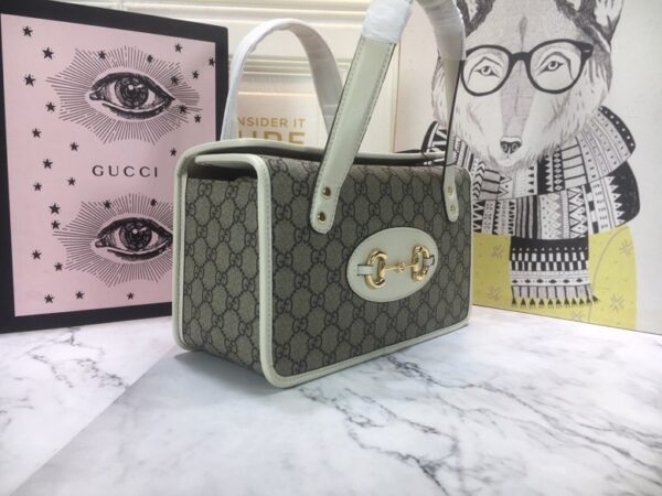 GUCCI HORSEBIT 1955 MINI TOP HANDLE BAG 27.5CM BEIGE AND WHITE 645453 92TCG 8563 - Image 9