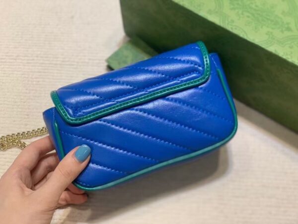 GUCCI MARMONT SUPER MINI BAG IN  BLUE AND GREEN 16CM 574969 1X5EG 8382 - Image 9
