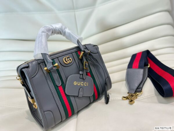 GUCCI DOUBLE G TOP HANDLE BAG 22CM GREY 715772 AAA0O 1143 - Image 9