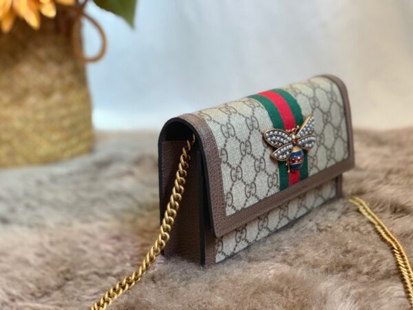 GUCCI LADIES MULTICOLOR QUEEN MARGARET LEATHER MINI SHOULDER BAG BROWN 20CM 476079 9I6QT 8540 - Image 9
