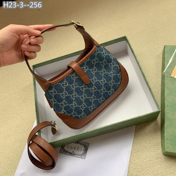 GUCCI JACKIE 1961 SHOULDER BAG DARK BLUE AND IVORY ECO 19CM 636706 2KQGG 8375 - Image 5