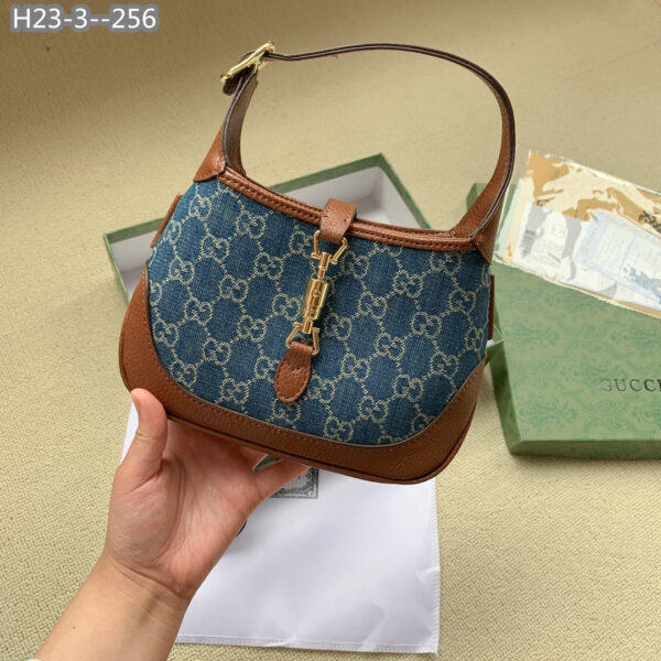 GUCCI JACKIE 1961 SHOULDER BAG DARK BLUE AND IVORY ECO 19CM 636706 2KQGG 8375 - Image 6