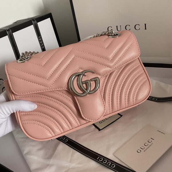 GUCCI MARMONT MATELASSE SHOULDER BAG LIGHT PINK 26CM 443497 DTDIY 5815 - Image 7