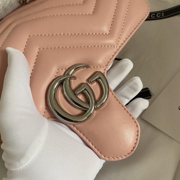 GUCCI MARMONT MATELASSE SHOULDER BAG LIGHT PINK 26CM 443497 DTDIY 5815 - Image 4