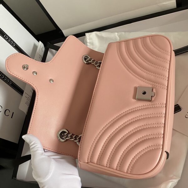 GUCCI MARMONT MATELASSE SHOULDER BAG LIGHT PINK 26CM 443497 DTDIY 5815 - Image 3
