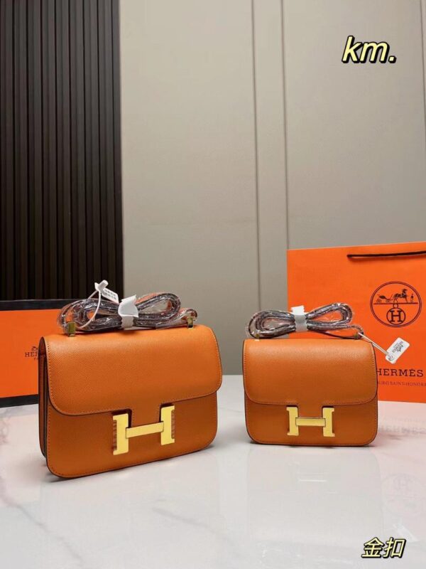 HERMES CONSTANCE MINI EPSOM GOLD-TONED HARDWARE ORANGE 18CM - Image 3