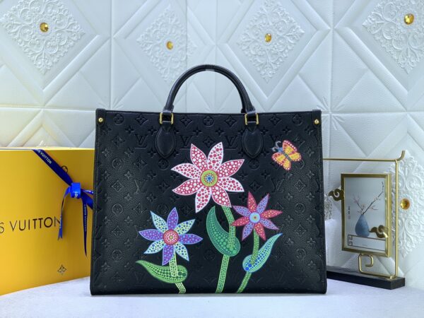 LOUIS VUITTON x YK ON THE GO MM WITH FLOWER MARQUETRY IN BLACK 41CM M46416 - Image 10