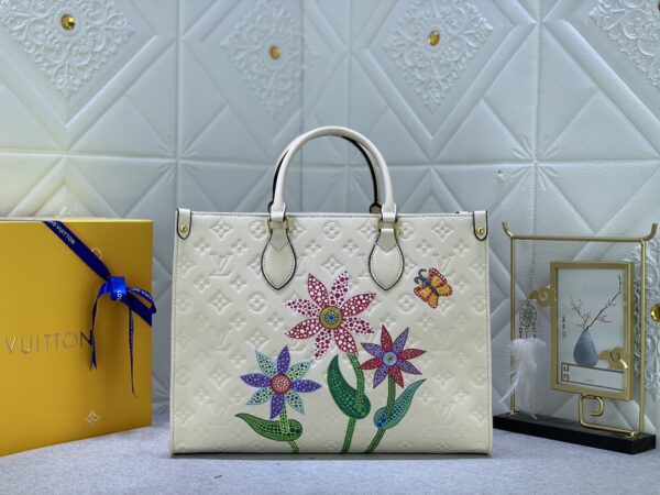 LOUIS VUITTON x YK ON THE GO MM WITH FLOWER MARQUETRY IN QUARTZ 35CM M21732 - Image 10