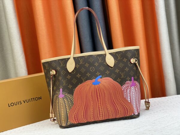 LOUIS VUITTON x YK MM NEVERFULL ORANGE YELLOW AND PINK 31CM CUSTOMS M46381 - Image 8
