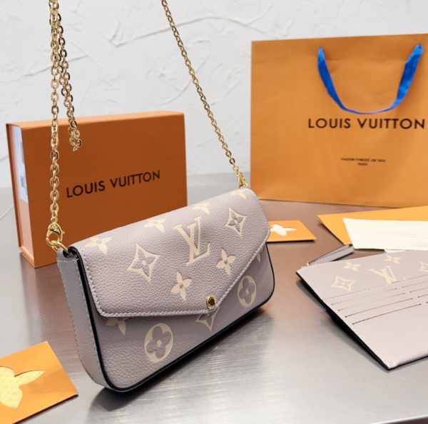 LOUIS VUITTON FÉLICIE POCHETTE LIGHT GREY 21CM M82047 - Image 2