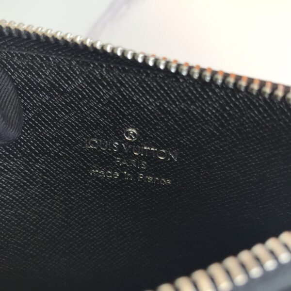 LOUIS VUITTON COIN CARD HOLDER BLACK HORIZONTAL STRIPES LEATHER 14.5CM - Image 2