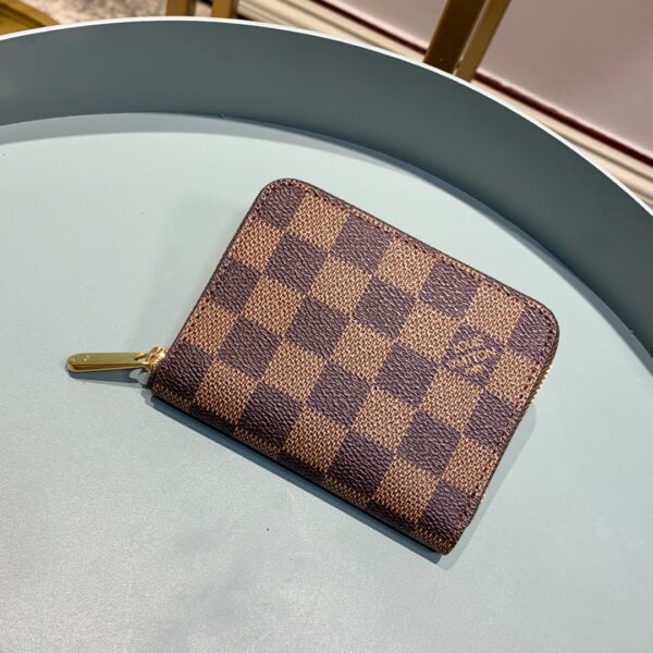 LOUIS VUITTON ZIPPY COIN PURSE DAMIER EBENE BROWN WALLET 11CM N63070 - Image 4