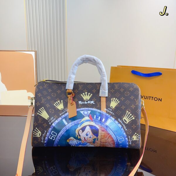 LOUIS VUITTON X ROLEX 1995 KEEPALL 45 PINOCCHIO HAND BAG - Image 3