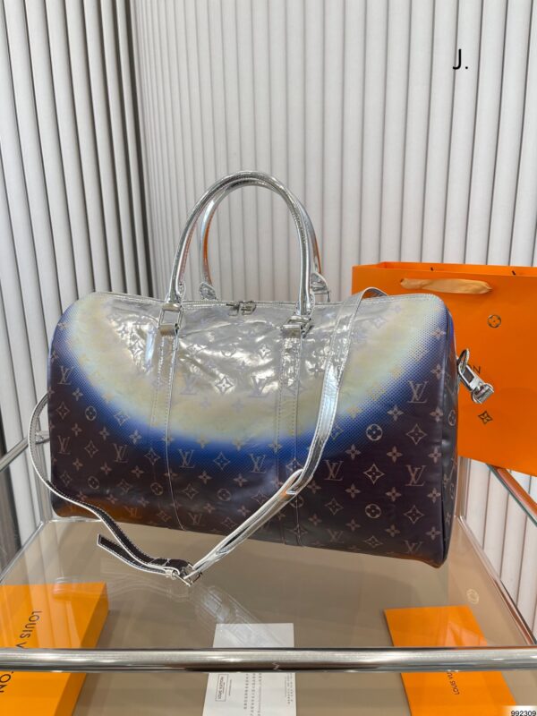 LOUIS VUITTON MONOGRAM KEEPALL BANDOULIÈRE BROWN AND SILVER 45CM - Image 3