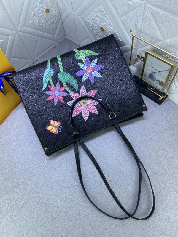 LOUIS VUITTON x YK ON THE GO MM WITH FLOWER MARQUETRY IN BLACK 41CM M46416 - Image 6