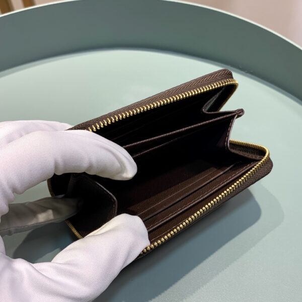 LOUIS VUITTON ZIPPY COIN PURSE DAMIER EBENE BROWN WALLET 11CM N63070 - Image 7