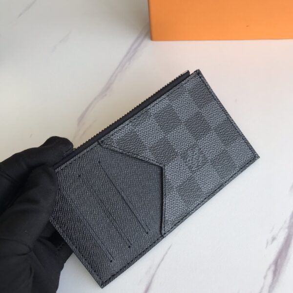 LOUIS VUITTON COIN CARD HOLDER BLACK AND GREY 14.5CM N64038 - Image 6