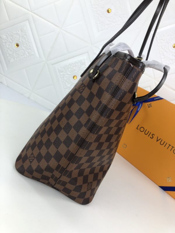 LOUIS VUITTON DAMIER EBENE NEVERFULL MM BROWN AND LIGHT PINK 32CM N41603 - Image 6