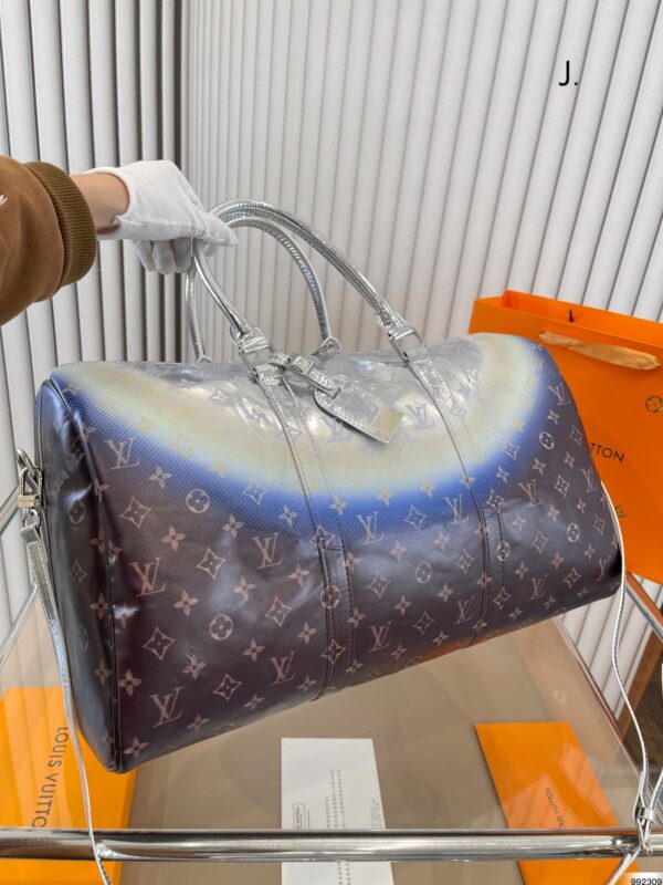LOUIS VUITTON MONOGRAM KEEPALL BANDOULIÈRE BROWN AND SILVER 45CM - Image 6