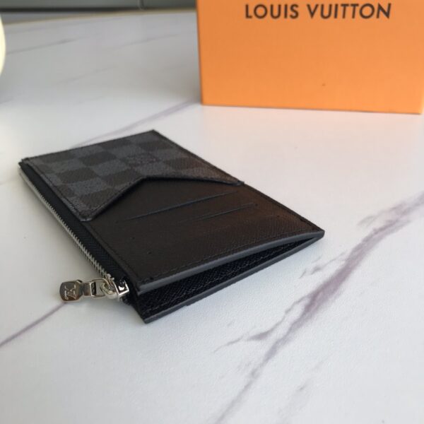 LOUIS VUITTON COIN CARD HOLDER BLACK AND GREY 14.5CM N64038 - Image 7