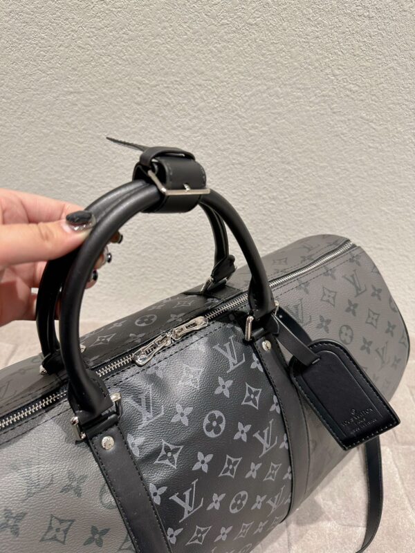 LOUIS VUITTON LV KEEPALL BANDOULIÈRE 50 BLACK GREY M45392 - Image 8