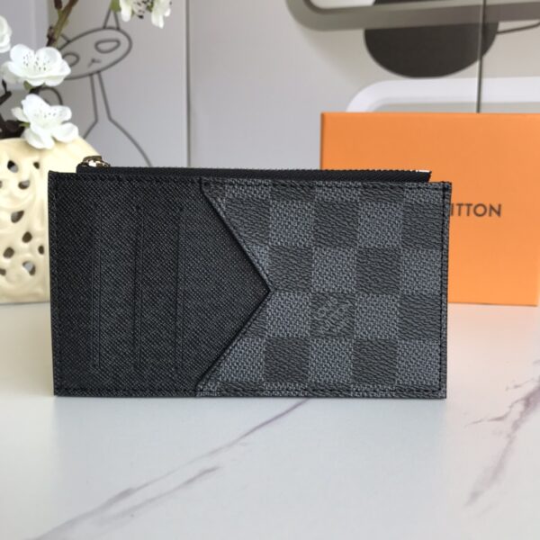LOUIS VUITTON COIN CARD HOLDER BLACK AND GREY 14.5CM N64038 - Image 9