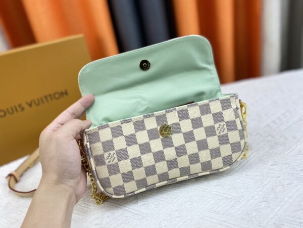 LOUIS VUITTON IVY WALLET ON CHAIN BAG DAMIER EBENE BEIGE M81911 - Image 5