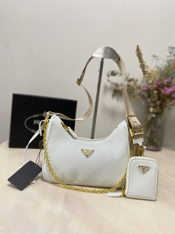 PRADA RE EDITION 2005 SAFFIANO LEATHER SHOULDER BAG WHITE 1BH204 NZVF02ENVV2M - Image 10