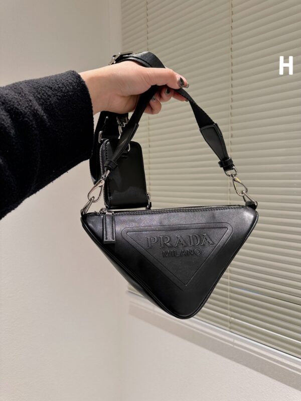 PRADA TRIANGLE LEATHER MINI BAG BLACK 27CM 1BH190 2BYA F0002 V BRO - Image 10