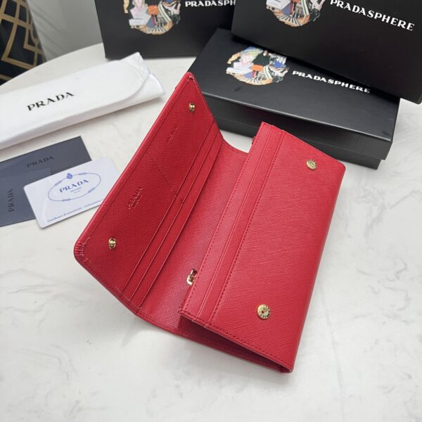 PRADA SAFFIANO LUX LEATHER FLAP CONTINENTAL RED WALLET 19CM - Image 2