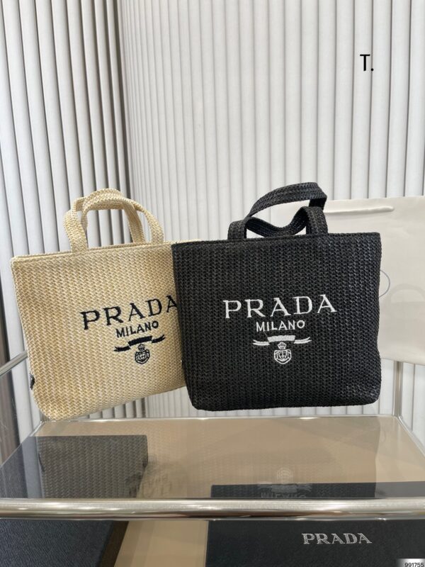 PRADA RAFFIA TOTE BAG NATURAL COLOR 24CM 1BG392 2A2T F0018 V OOL - Image 3