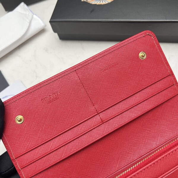 PRADA SAFFIANO LUX LEATHER FLAP CONTINENTAL RED WALLET 19CM - Image 4