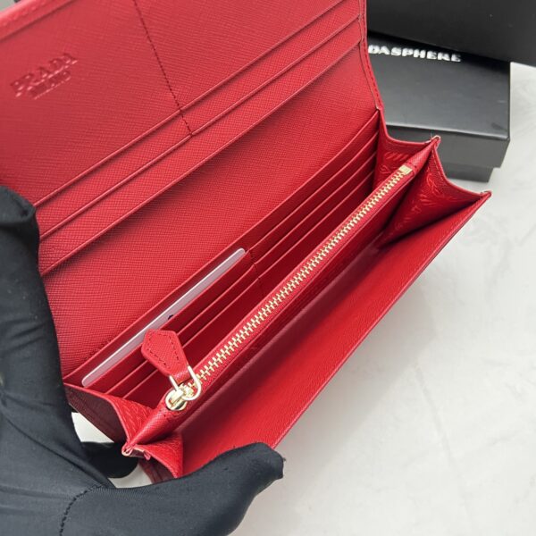 PRADA SAFFIANO LUX LEATHER FLAP CONTINENTAL RED WALLET 19CM - Image 5