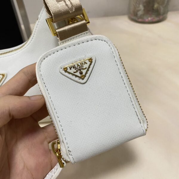 PRADA RE EDITION 2005 SAFFIANO LEATHER SHOULDER BAG WHITE 1BH204 NZVF02ENVV2M - Image 5