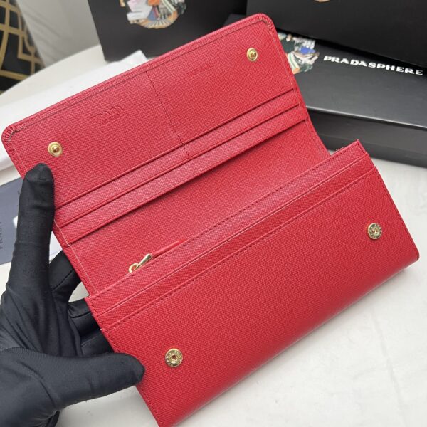 PRADA SAFFIANO LUX LEATHER FLAP CONTINENTAL RED WALLET 19CM - Image 6