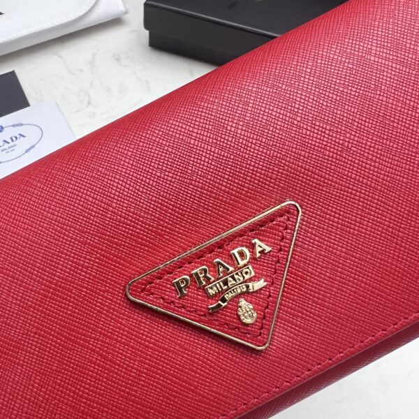 PRADA SAFFIANO LUX LEATHER FLAP CONTINENTAL RED WALLET 19CM - Image 7