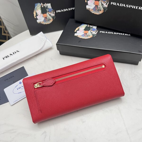PRADA SAFFIANO LUX LEATHER FLAP CONTINENTAL RED WALLET 19CM - Image 9