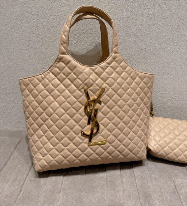 SAINT LAURENT ICARE SHOPPING BAG IN QUILTED BEIGE 40CM - Image 2