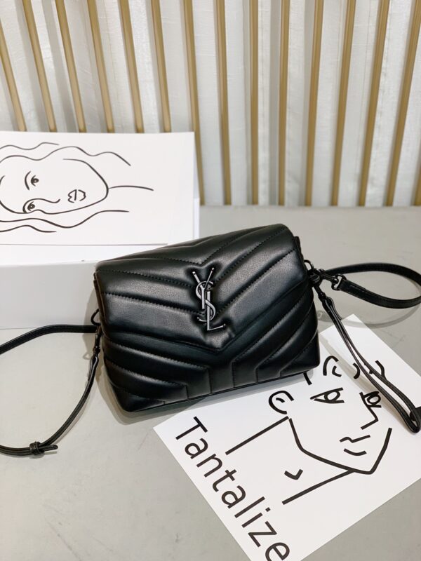 SAINT LAURENT LOULOU TOY STRAP BAG IN QUILTED Y LEATHER WITH BLACK HARDWARE - Image 9