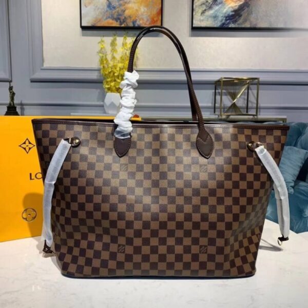 LOUIS VUITTON DAMIER EBENE NEVERFULL GM 39CM RED N41357 - Image 6
