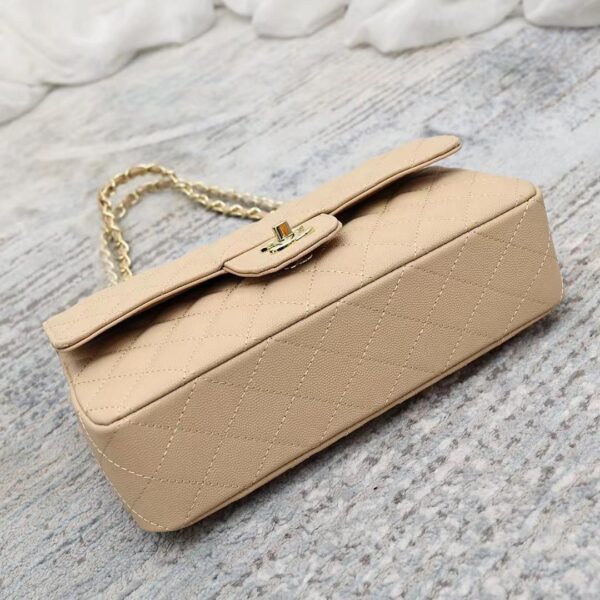 CHANEL CLASSIC GRAIN GOLD HARDWARE HANDBAG BEIGE 25CM A01112 - Image 7